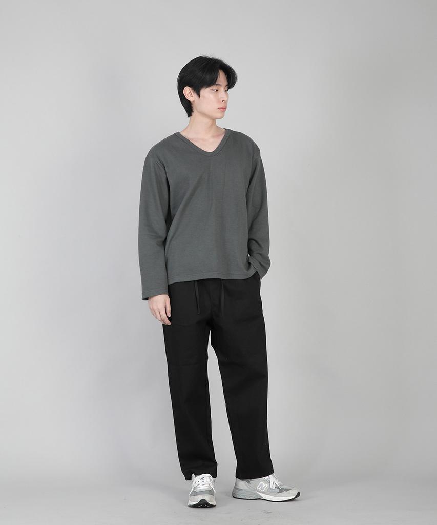 Seinteukeulu Plain Tapered Cotton Pants Rtp-380 Black