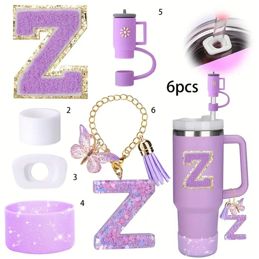 6PCS Cup Accessories Set for Stanley Cup 40oz Tumbler with Handle Including Silicone Straw Topper and Boot, Spill Proof Stopper