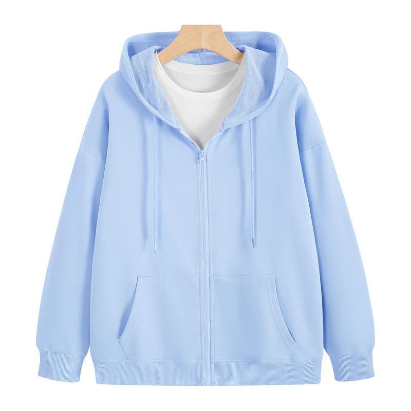 Effen kleur Sweatshirt Ritssluiting Capuchon Cardigan Jas Losse Hoodie Team Uniform Werk Reclame Hoodies Jas