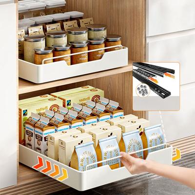 Punch-Free Drawout Basket Mute Slide Rail Schrank Aufbewahrungskörbe Home Metal Organisation Regale Küche Gewürz Aufbewahrungsbox