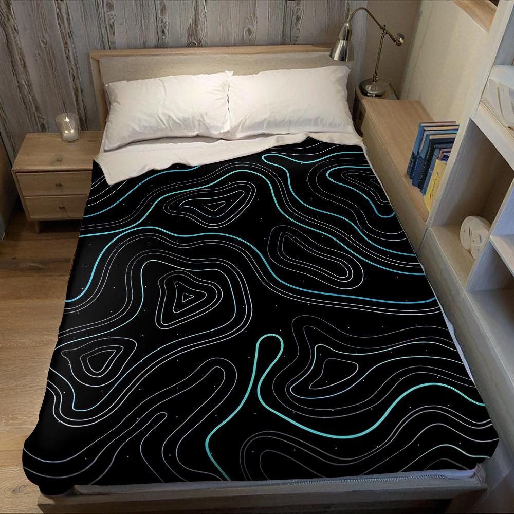 Neon Contours Flannel Blanket Warm Soft Halloween Christmas Couch Warm Cozy Decorative Decor Gift for All Season