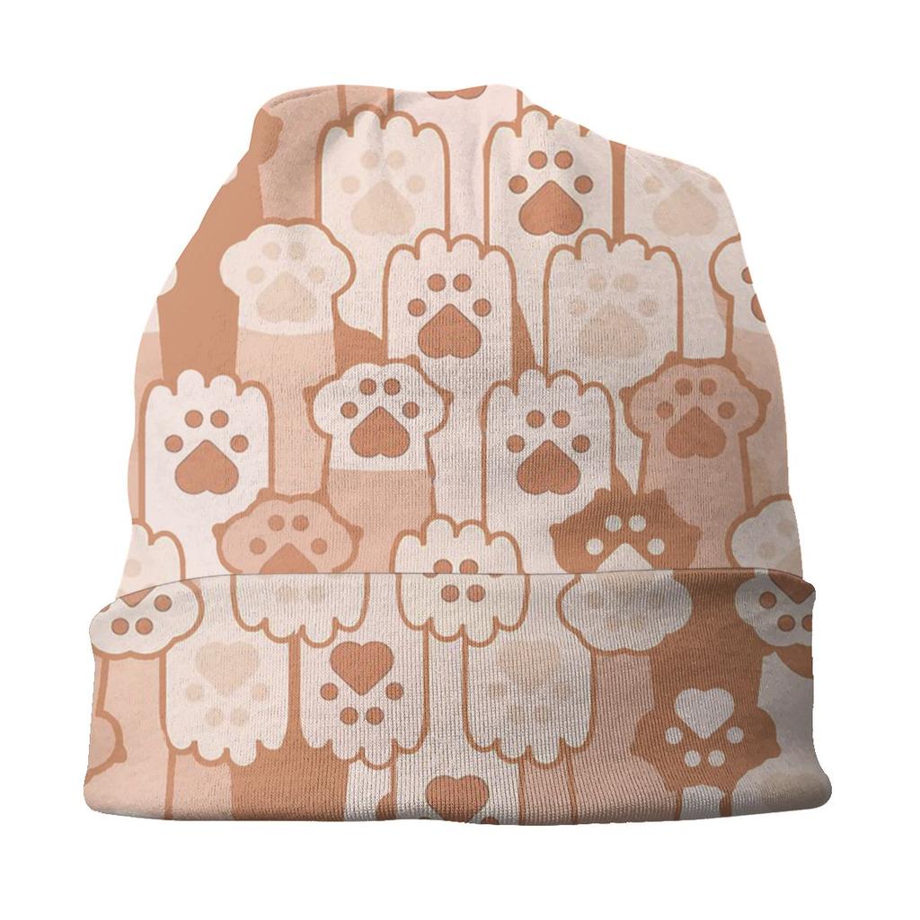 Paws Peach Cat Unisex Bonnet Winter Running Double Layer Thin Hats For Unisex Women