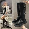 Black Retro British Style Thick Heel Platform Boots Women's 2025 Autumn and Winter New Boots Tall and Thin Knight Boots