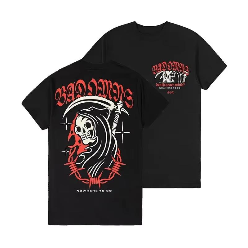 Bad Omens Band Metal Core Rock American Retro Casual Loose Print Men's and Women's Cotton Short-sleeved T-shirt Summer