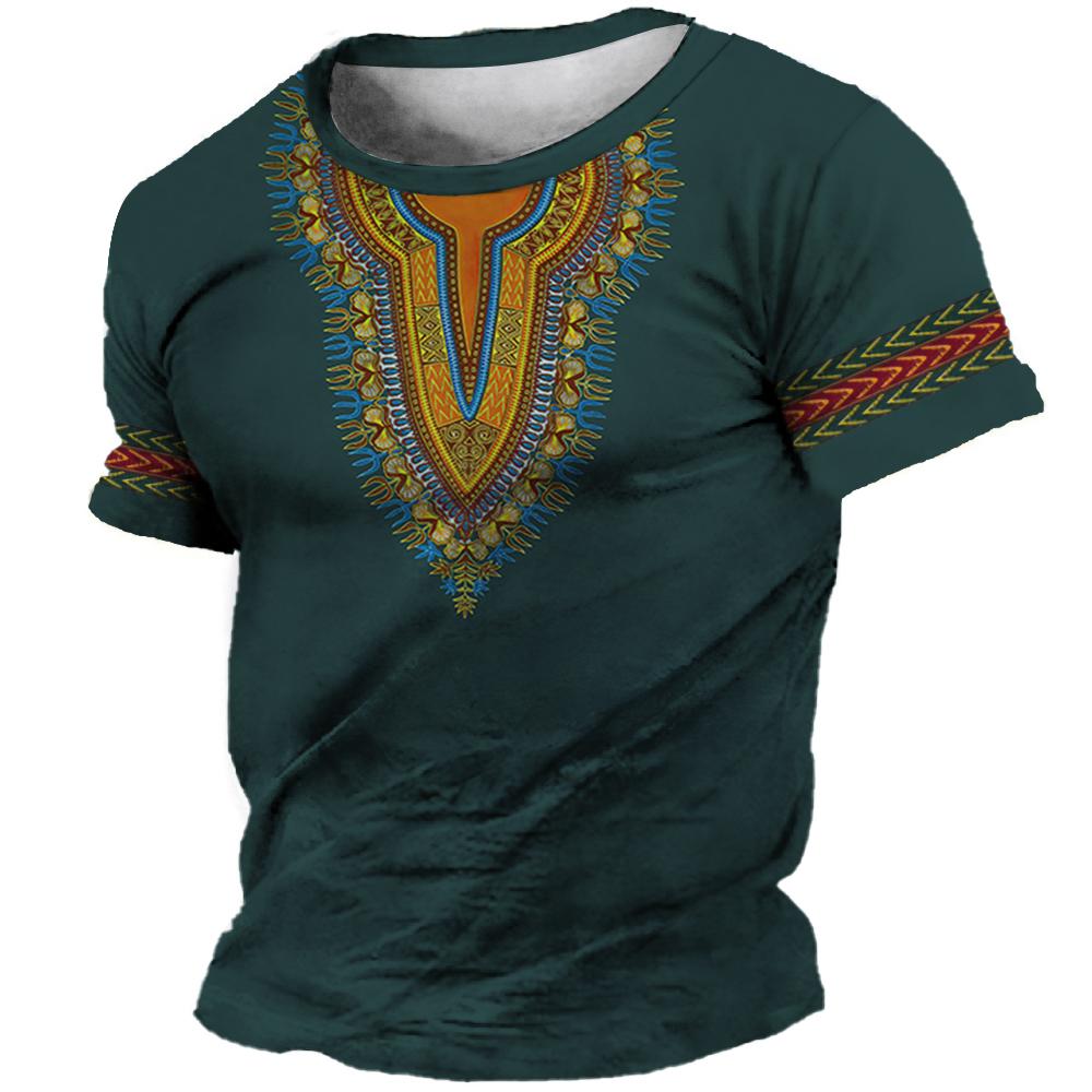African Clothes For Men Dashiki T Shirt Traditional Wear Clothing Short Sleeve Casual Retro Streetwear Vintage Ethnic Style