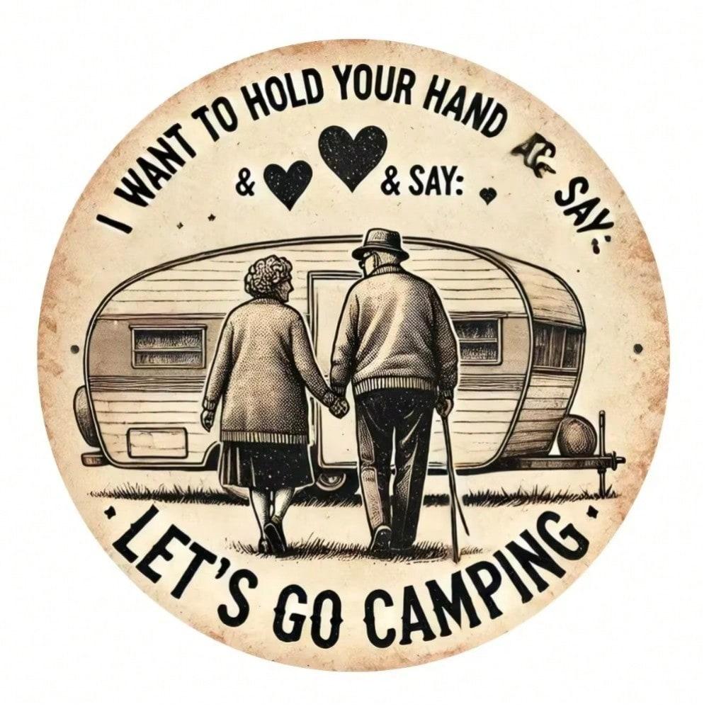 Camping Retro Aluminium Wandkunst Herz Design Vintage Wohnmobil Schild Heimdekoration