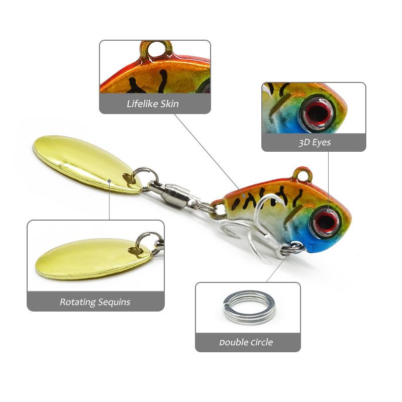 1 sztuk obrotowy metalowy VIB wibracyjna przynęta Spinner łyżka przynęty wędkarskie 13g 16g 20g przyrządy pstrąg zimowe wędkarstwo twarde przynęty Tackle Pesca