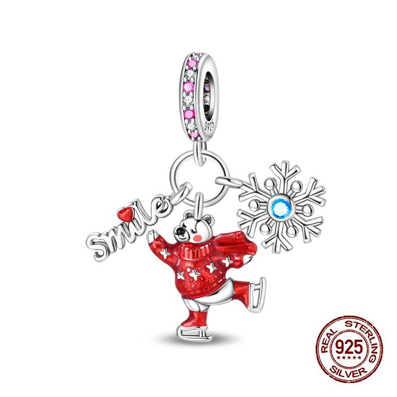 Christmas Charm Bead Components Bead Components Copper Metal Christmas Tree Snowman Elk Charm Bead Component Compatible With Authentic Original