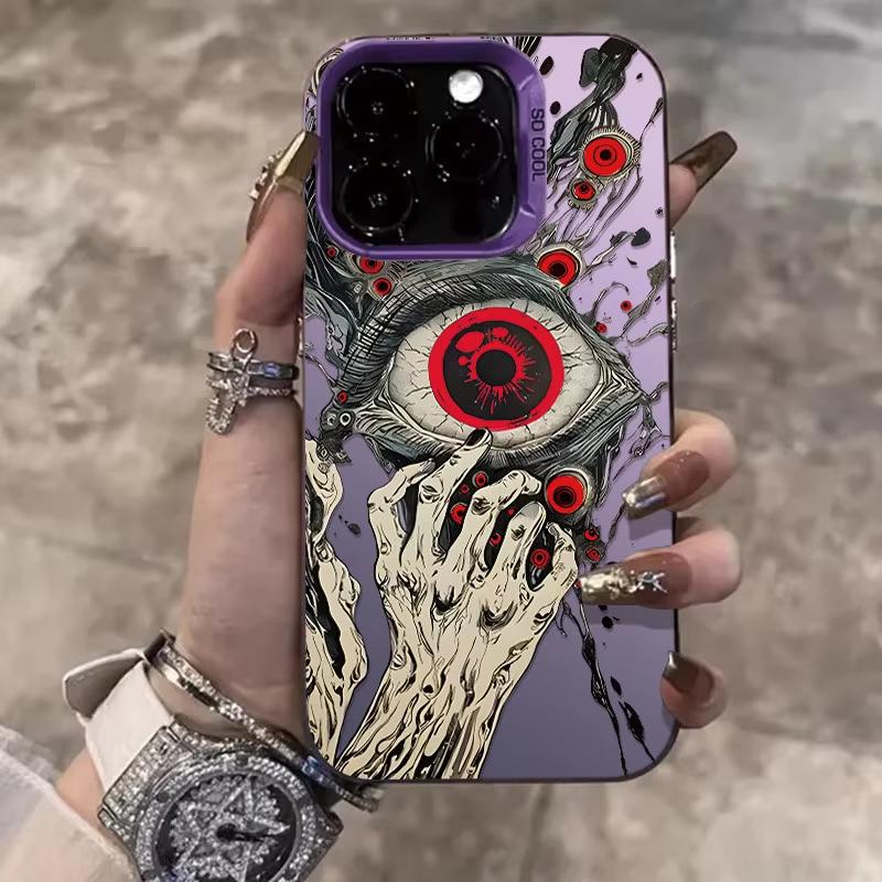 Spooky Style Eye Pattern Phone Case For iPhone 16 15 14 13 12 11 Pro Max 7 8 Plus XR XS Max Shockproof Silicone Plating Cover