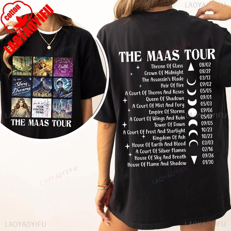 Sarah J Maas SJM Marchandise Tournée Mondiale Trône de Verre T-shirt Vêtements de Fan de Crescent City Mode d'Été Confort Décontracté T-shirts en Coton