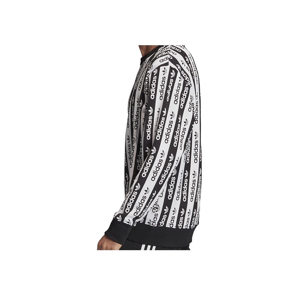 adidas Originals Trefoil D Crew Colorblock Stripe Sweatshirt Men Sweatshirt Black White FM2292