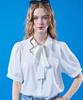 KOLEAT [Short Sleeve Ver.] Puff Ribbon Tie Shirt Air Short Sleeve Blouse [White] Kcl.