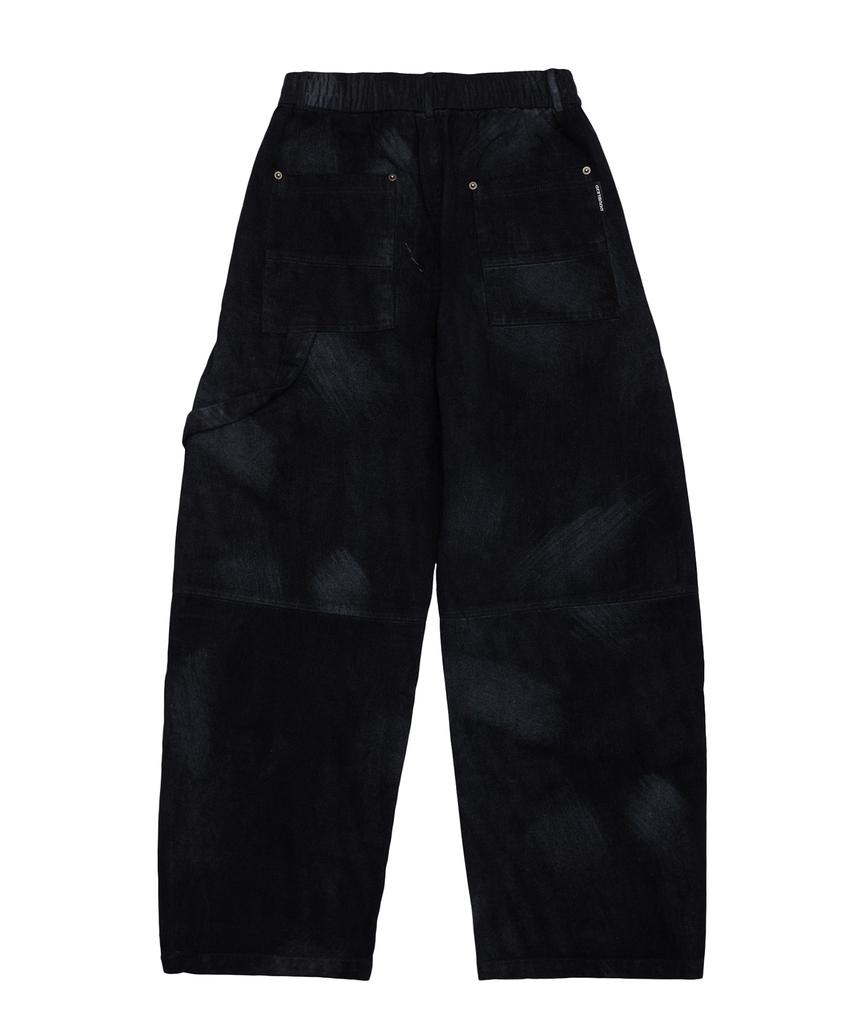 DOUBLE JD Peach Double Knee Carpenter Curved Denim (Black)