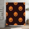 Halloween-themed Bathroom Decor Featuring Orange Pumpkins with Carved Faces, Printed On a Shower Curtain for Fall-inspired Home