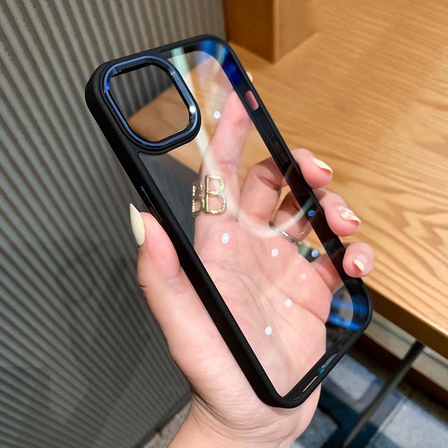Luxury Transparent Shockproof Case For Iphone 14 13 12 11 Pro Max X Xr Xs Metal Camera Protection Candy Soft Frame Clear Cover
