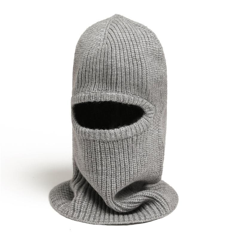 Winter Masked Neck Cover Hat One Piece Knitted Wool Warm Scarf Solid Color Hat Ear Protection Scarf Ski Hat