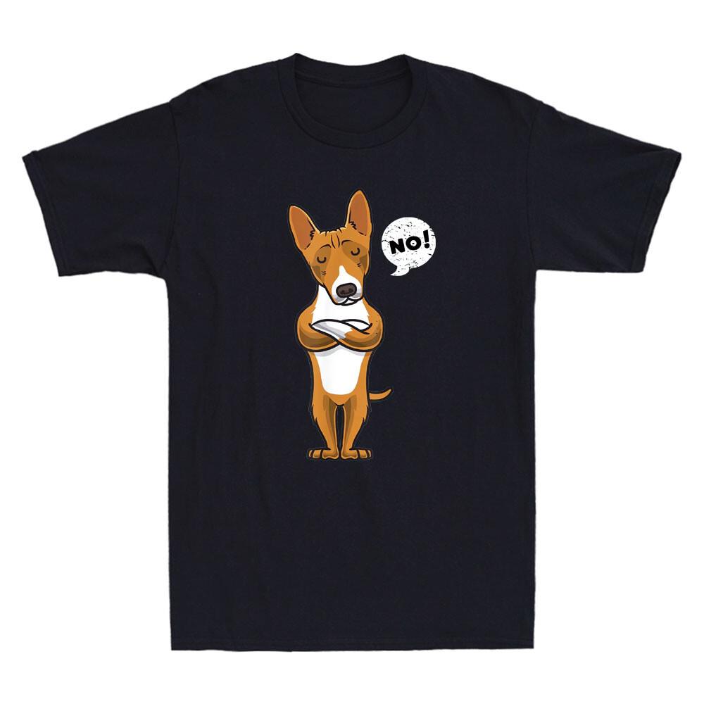 Non! Mème Drôle Chien Basenji Têtu Cadeau Propriétaire T-shirt Manches Courtes Homme Rétro T-shirt Unisexe