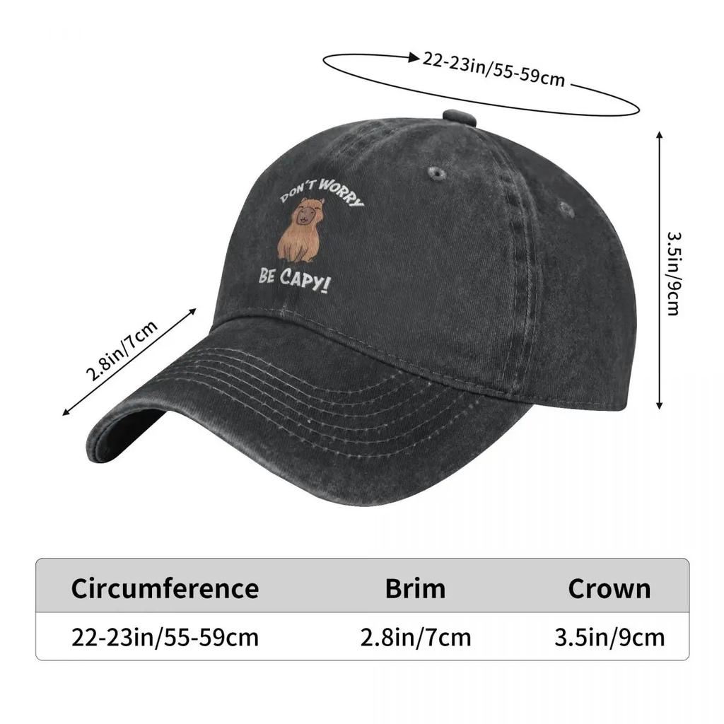 Capybaras Unisex Style Baseball Cap Don't Worry Be Capy Distressed Denim Washed Hats Cap Fashion Outdoor Workouts Gift Sun Cap
