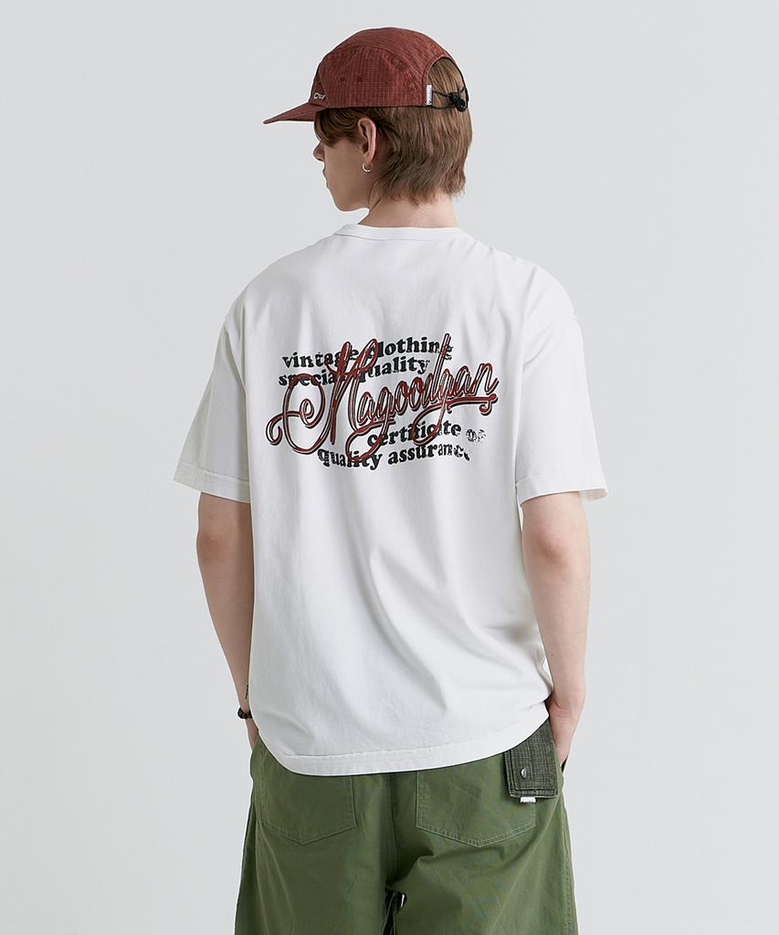 MAGOODGAN Swagber 3594 Vintage Clothing Semi-Overfit Off-White Short Sleeve Tee