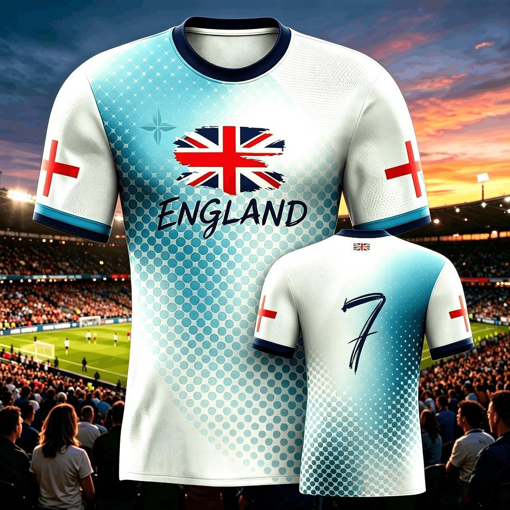 2026 Summer England Men's Soccer Jersey Breathable Team Training Fashion Print Casual Women Short Sleeve Men's Sports Tee Shirt