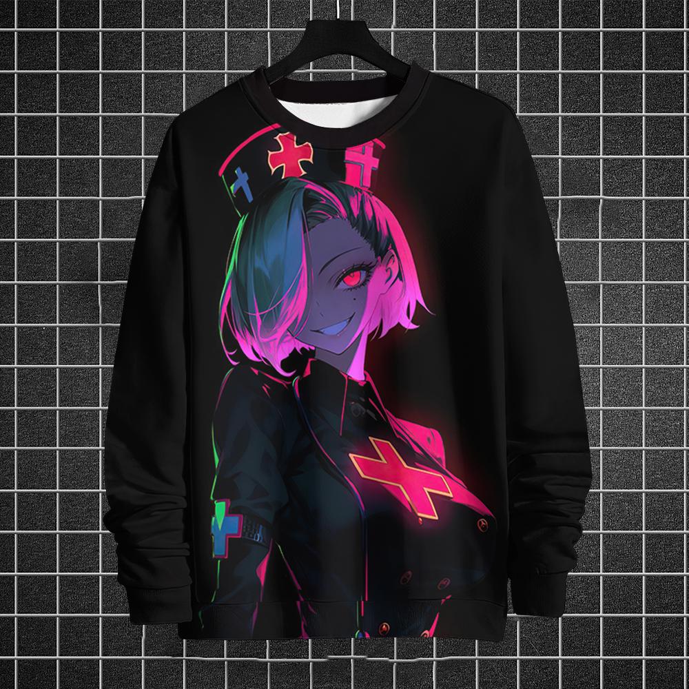 Podzimní mikiny pro muže Mikina Pulovr 3D potisk Anime Tričko s dlouhým rukávem Topy Street Hip-Hop Oversized Dámské Pánské oblečení