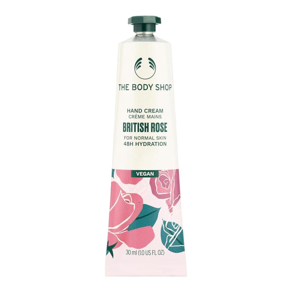 The Body Shop Creme de Mãos Suave Pétala de Rosa Britânica 30 ml Hidratante Floral Umidade Para Mãos Normais a Secas