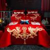 New Chinese Style Big Red Embroidery Wedding Quilt Cover Polished Wedding Room Bedding Wedding Four-piece Multi-piece Set