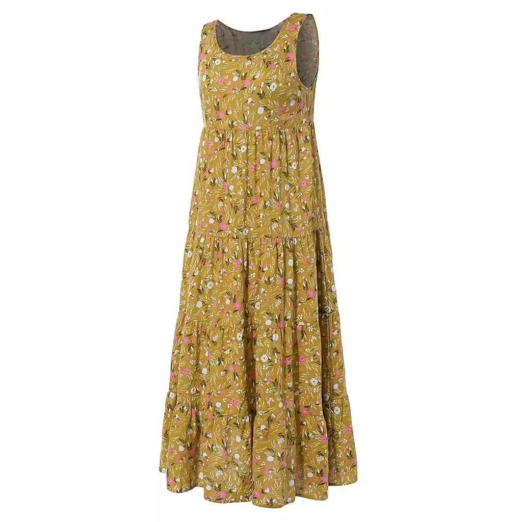 2024 Europäisches & Amerikanisches Damen-Blumen-Spaghetti-Träger-Ärmelloses Kleid