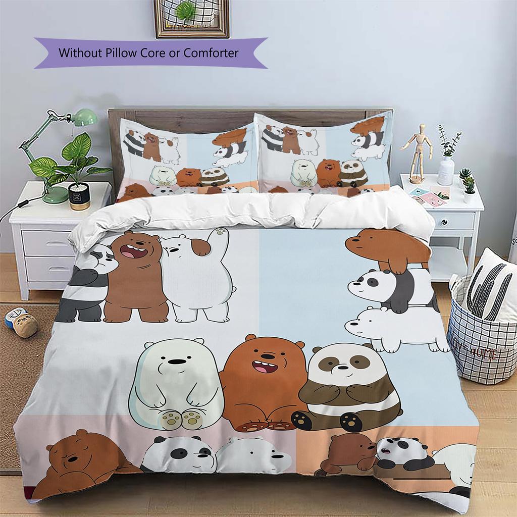 We Bare Bears Set Copripiumino con Fantasia Decorazione per la Casa Regalo (1 * copripiumino + 2 * federe senza imbottitura)