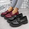 Γυναικεία Loafers από Γυαλιστερό Δέρμα Φαρδύ Πλάτος - Μπαλαρίνες Slip-On Στυλ Mary Jane με Λεπτομέρεια Φιόγκο για Άνοιξη/Καλοκαίρι, Καθημερινά Άνετα Flats