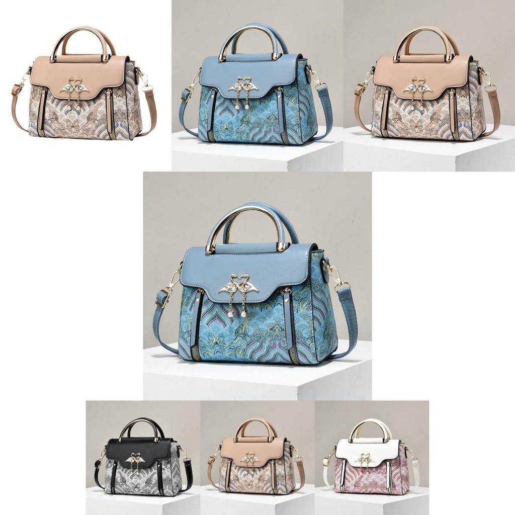 Chic Embroidered Color Block Handbag For Women Stylish Versatile Shoulder Bag
