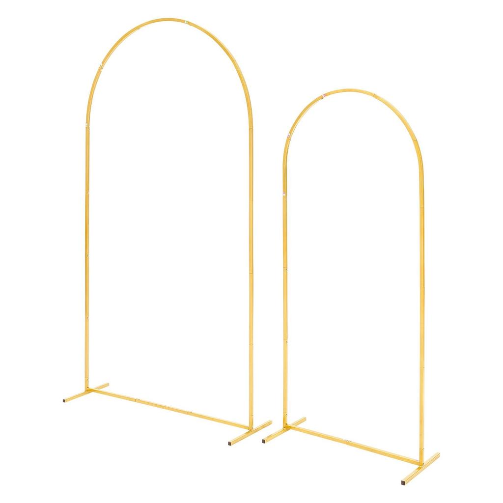 Arch Backdrop Stand, Set of 2, 2.2 M and 1.8 M, Stable Structure, Easy Assembly, Gold Metal Arch Backdrop Stand for Wedding, Birthday Party,