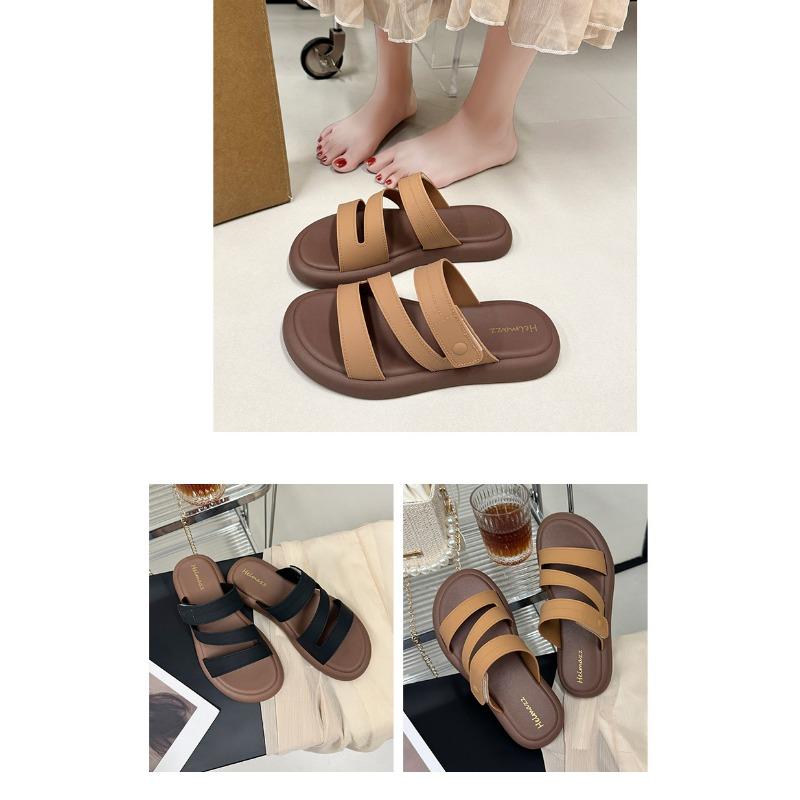 Thick Bottom Sandal Slippers Female Summer Outside Wear Flat Bottom One Word Drag Pregnant Women Leisure