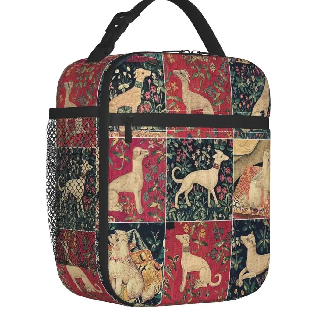 Greyhound Whippet Dog Insulated Lunch Bag for Women Portable Cartoon Sighthound Pattern Cooler Thermal Bento Box Picnic Travel
