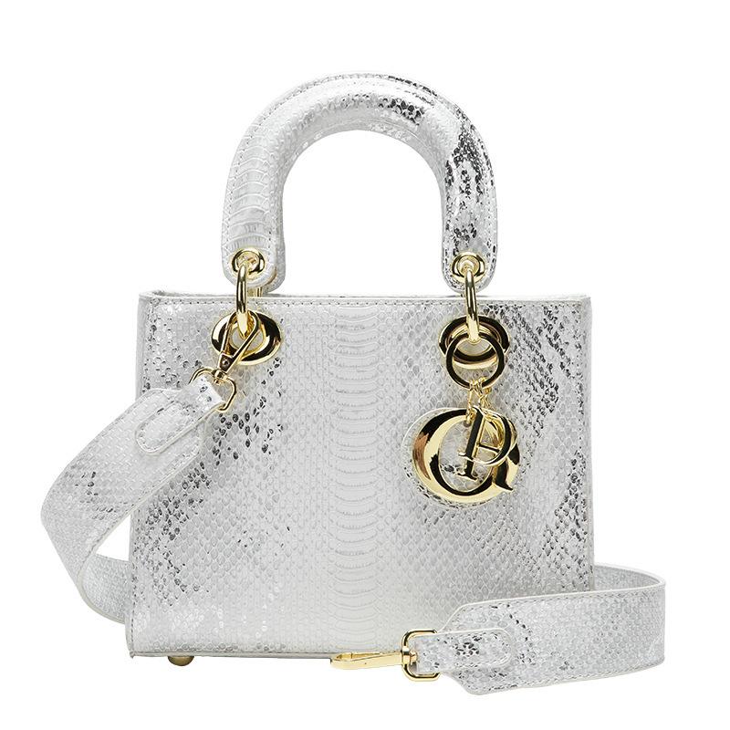 Cross-border Snake Pattern New Princess Diana Bag High-end Single Shoulder Messenger Bag High-end Fashion Pink Portable Women's Bag Versatile