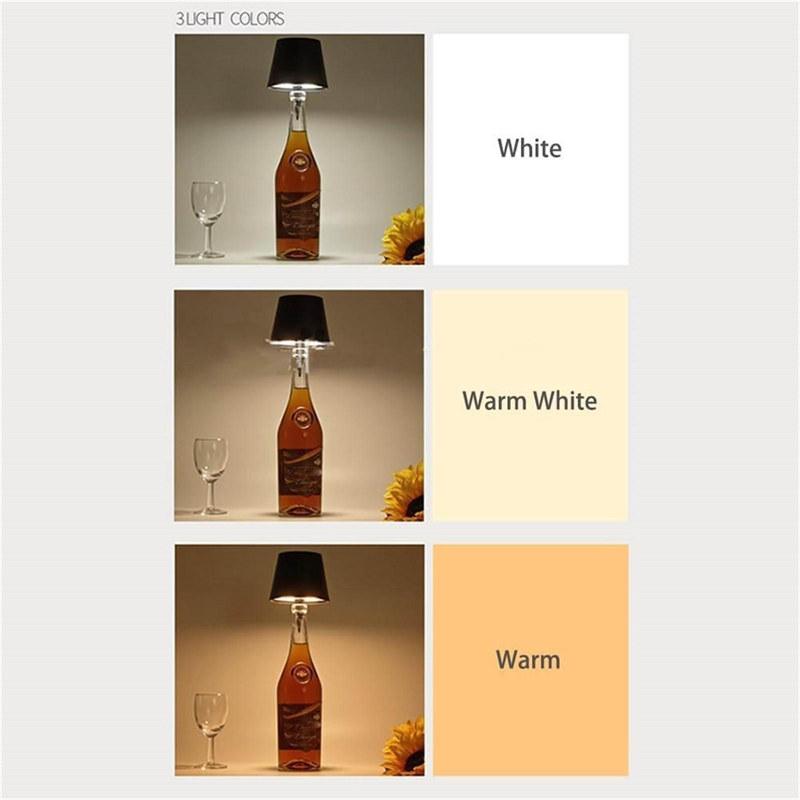 Wireless Wine Bottle Light Head Portable LED Bottle Lamp With 3 Modes Light Dimming Wine Bottle for Any Bottle