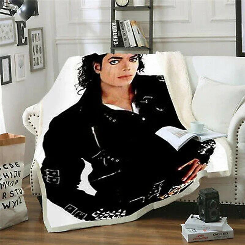 Michael Jackson 3D-printat fleecetäcke för sängar Tjockt täcke Modeöverkast Sherpa-pläd Vuxna Barn Tonåringar 100x150cm