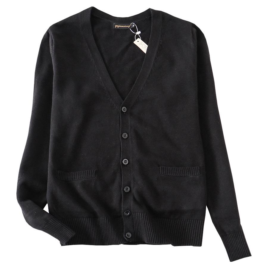 Japanischer V-Ausschnitt Langarm JK Uniform Strickjacke - 7-Nadel Verdickter Pullover für Frühling/Herbst