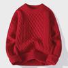 Men's Retro Solid Color Round Neck Sweater - Autumn/Winter Fashion, Loose Knit, Trendy Style, Unisex