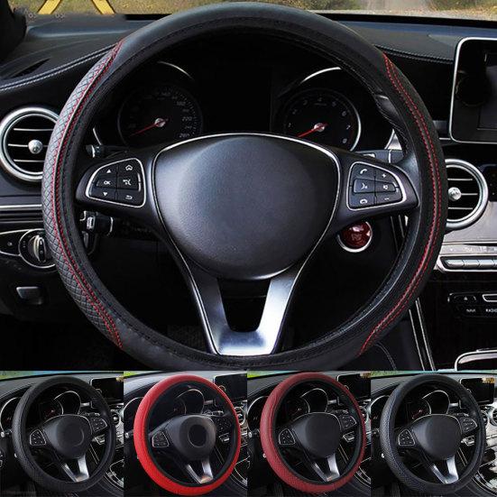 Stylish Car Vehicle Anti-Slip Steering Faux Leather Wrap Wheel Cover Protector