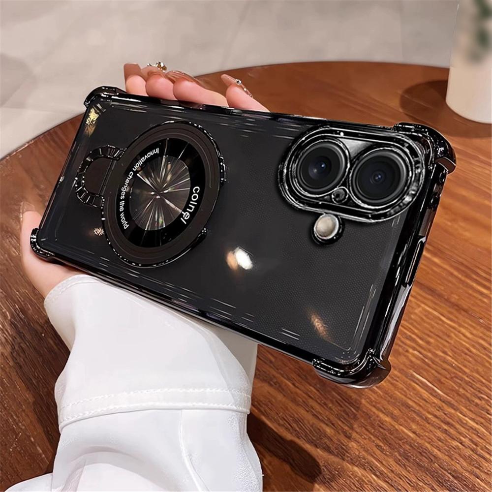 Luxury Clear Magnetic Plating Holder For Redmi K70 K60 K50 Ultra K70E K60E K40S K40 With Stand Shockproof Cover