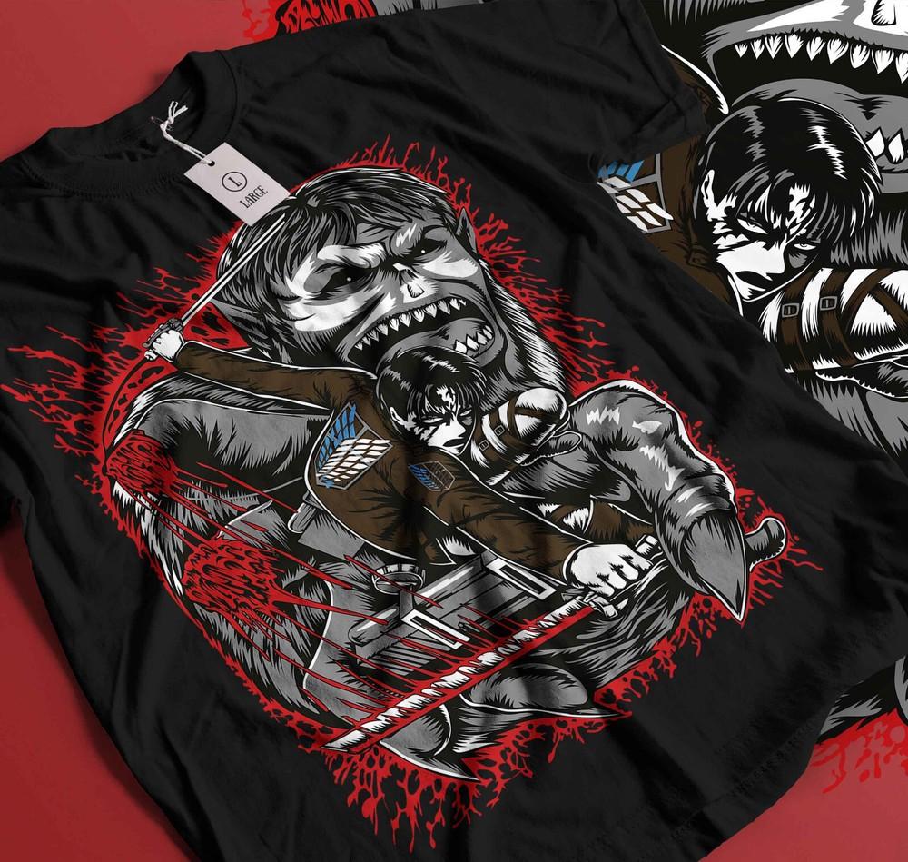 Attack on Titan T-Shirt Mikasa Shingeki No Kyojin Anime Horror shirt Gift 164