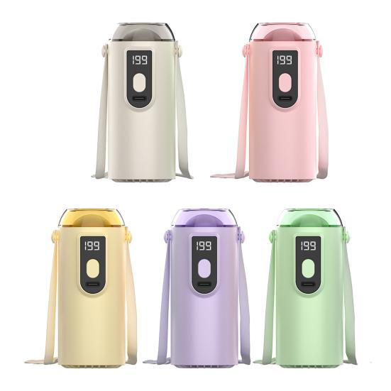 Mini Portable Personal Fan Digital Display Quiet Operation Rotatable Clip Hat Fan Rechargeable Hanging Neck Fan with Lanyard