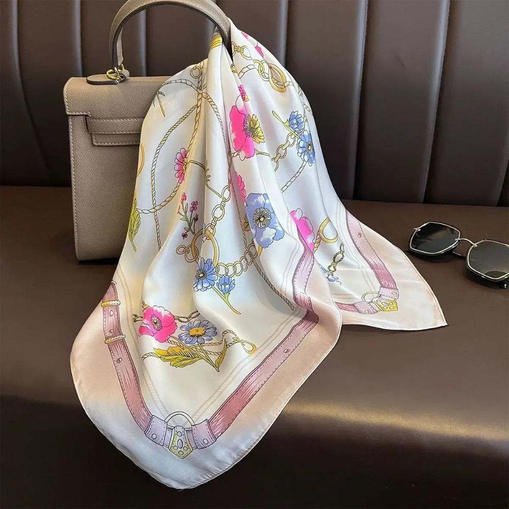 Fashion Luxury Brand 70cm Silk Feel Square Scarf Women Neck Tie Female Hair Bandana Headkerchief Shawl Wrap Hijab Echarpe