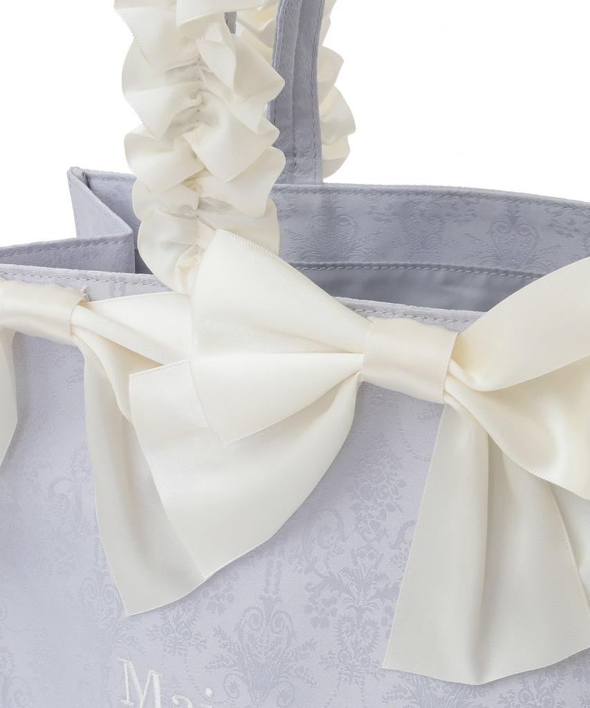 Maison De FLEUR Jacquard Ribbon Frill Square Tote Bag, Ivory, Size M, 08000628500