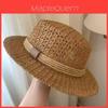Womens Straw Sun Hat With Weaving Pattern For Summer Beach Outdoor Sun Protection
