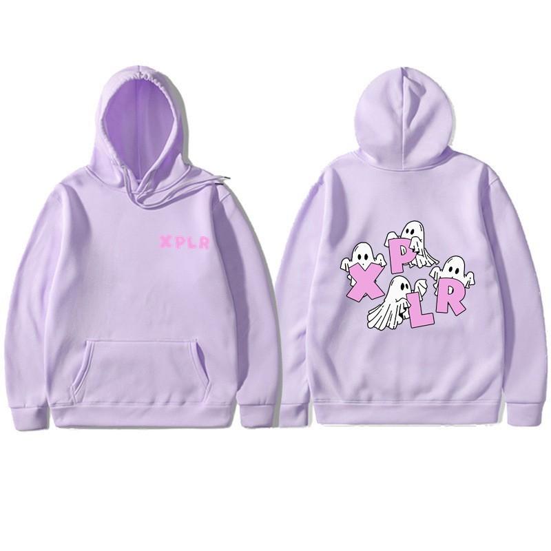 Sam and Colby Xplr Ghost Print Hoodie Men Women Retro Long