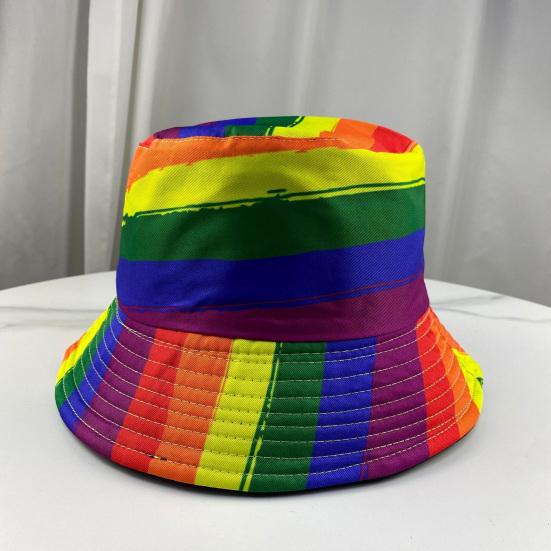 Damen Herren Fischerhut Regenbogen Farbblock Hut Wendbar Tragbarer Eimerhut Sommer Outdoor Sonnenhut Mode Bunter Fischerhut