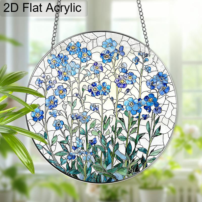 Acrylic Forget-Me-Not Flower Suncatcher Stained Glass Effect Window Hanging Ornament Flower Lover Gifts