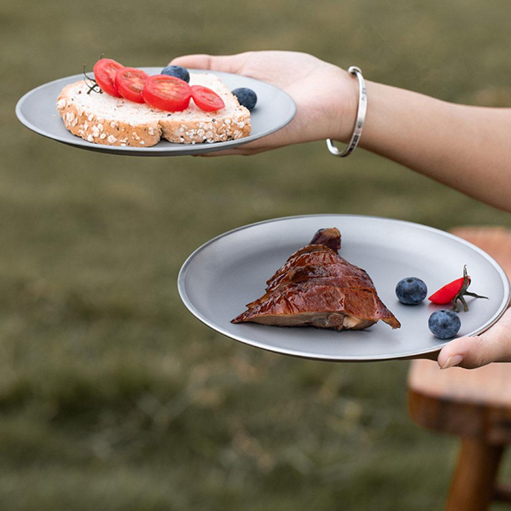 Titanium Camping Plate Travel Tableware Stackable Camping Supplies Backcountry Dinnerware for Backpacking Picnic Equipment